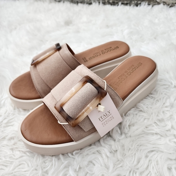 Simona Rossi Made In Italy Suede With 1 Band Buckle Sandals. Size EU 42. New.T - Picture 1 of 6